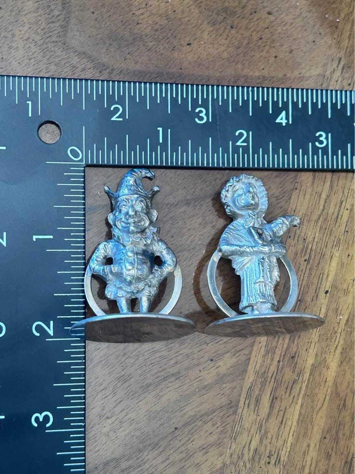 Antique Horace Woodward Sterling Silver Punch & Judy Menu Holders - Birmingham 1903