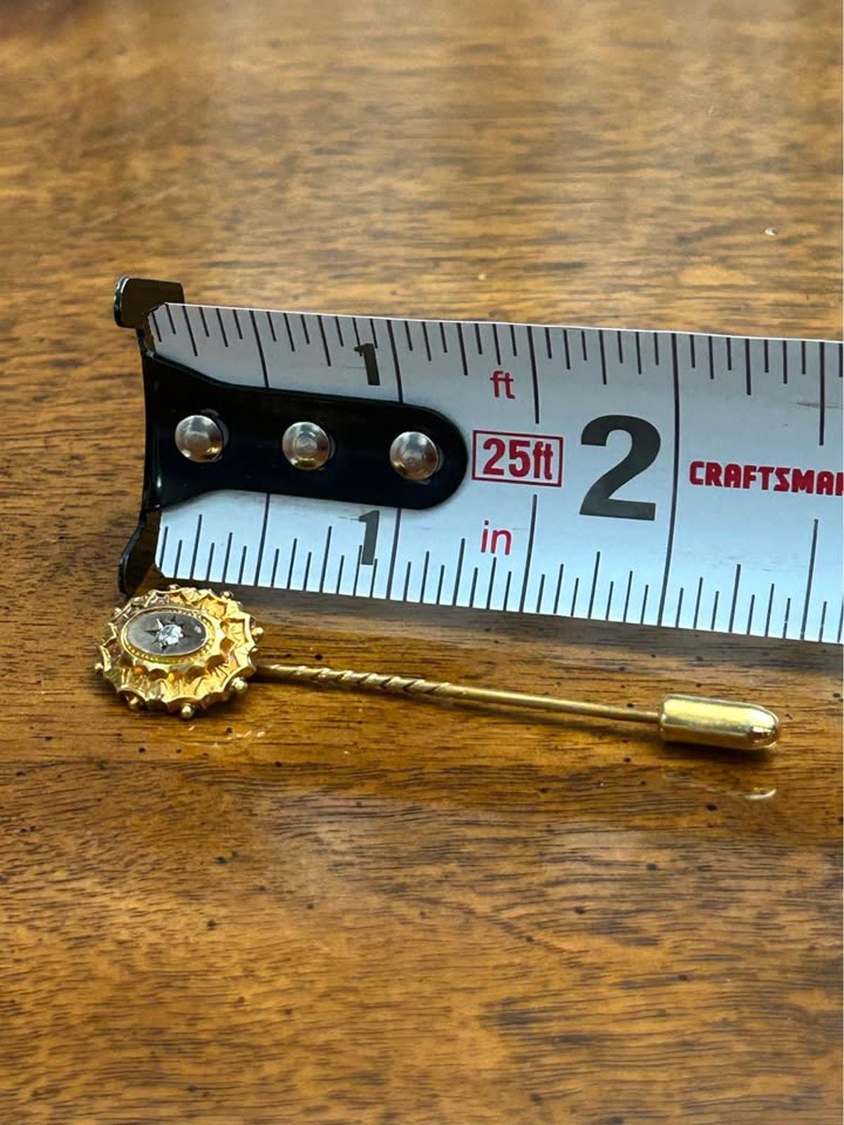 Antique Victorian 15ct Gold Diamond Stick Pin in Original Ainsworth & Sons Box