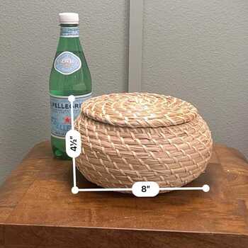Vintage Sweetgrass Basket | Hand-Woven Lidded Trinket Box
