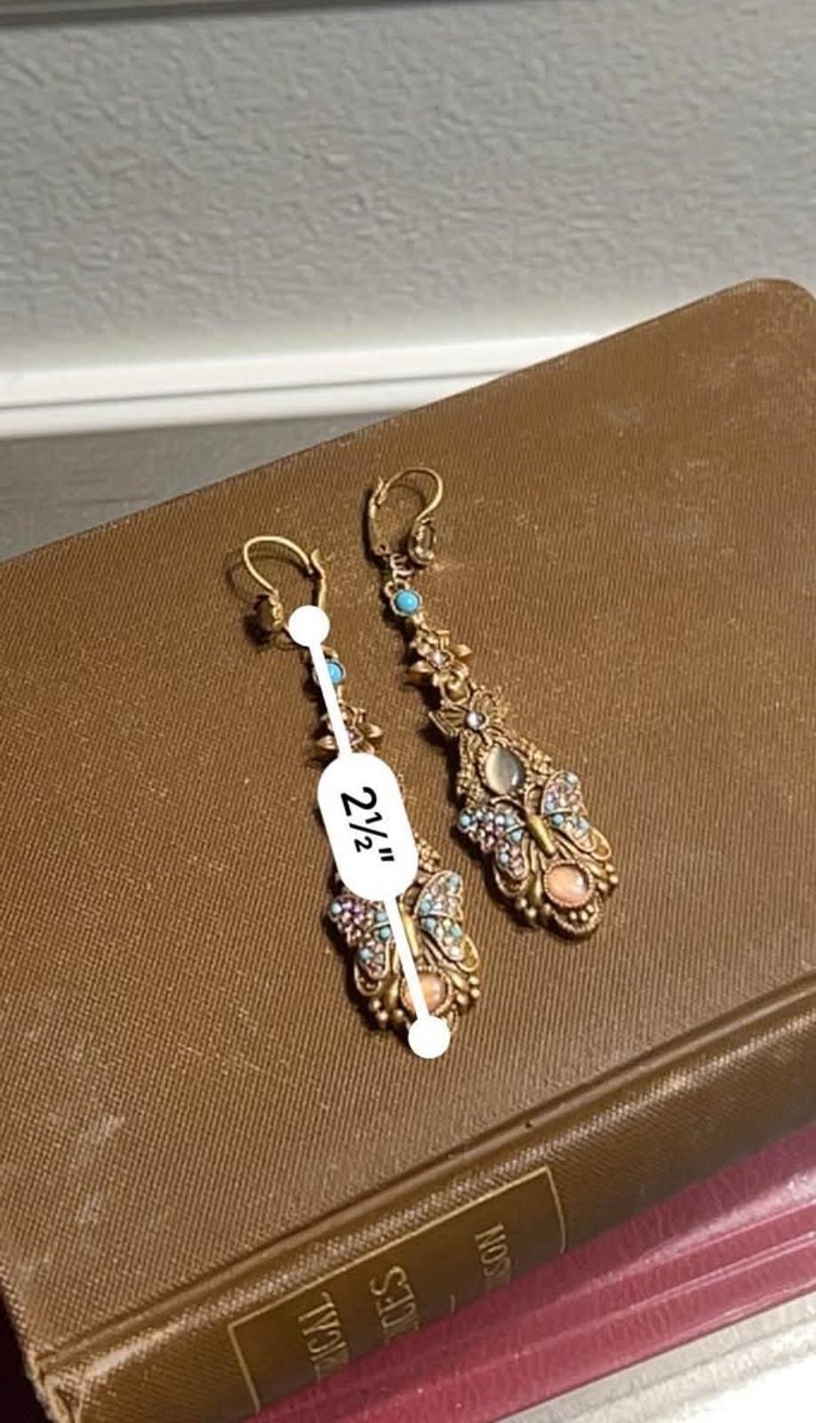 Askew London Butterfly & Bloom Turquoise 24k Gold Plated Drop Earrings
