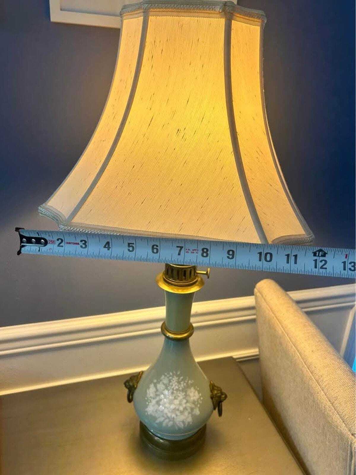 Antique Victorian Bristol Glass Parlor Lamp Hand Painted Floral Converted Electric Table Lamp