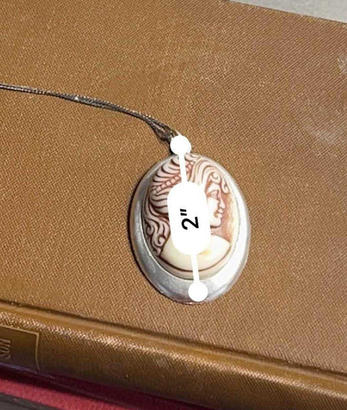 Vintage 1970s Art Nouveau Revival Cameo Pendant Necklace, Molded Resin Woman Portrait