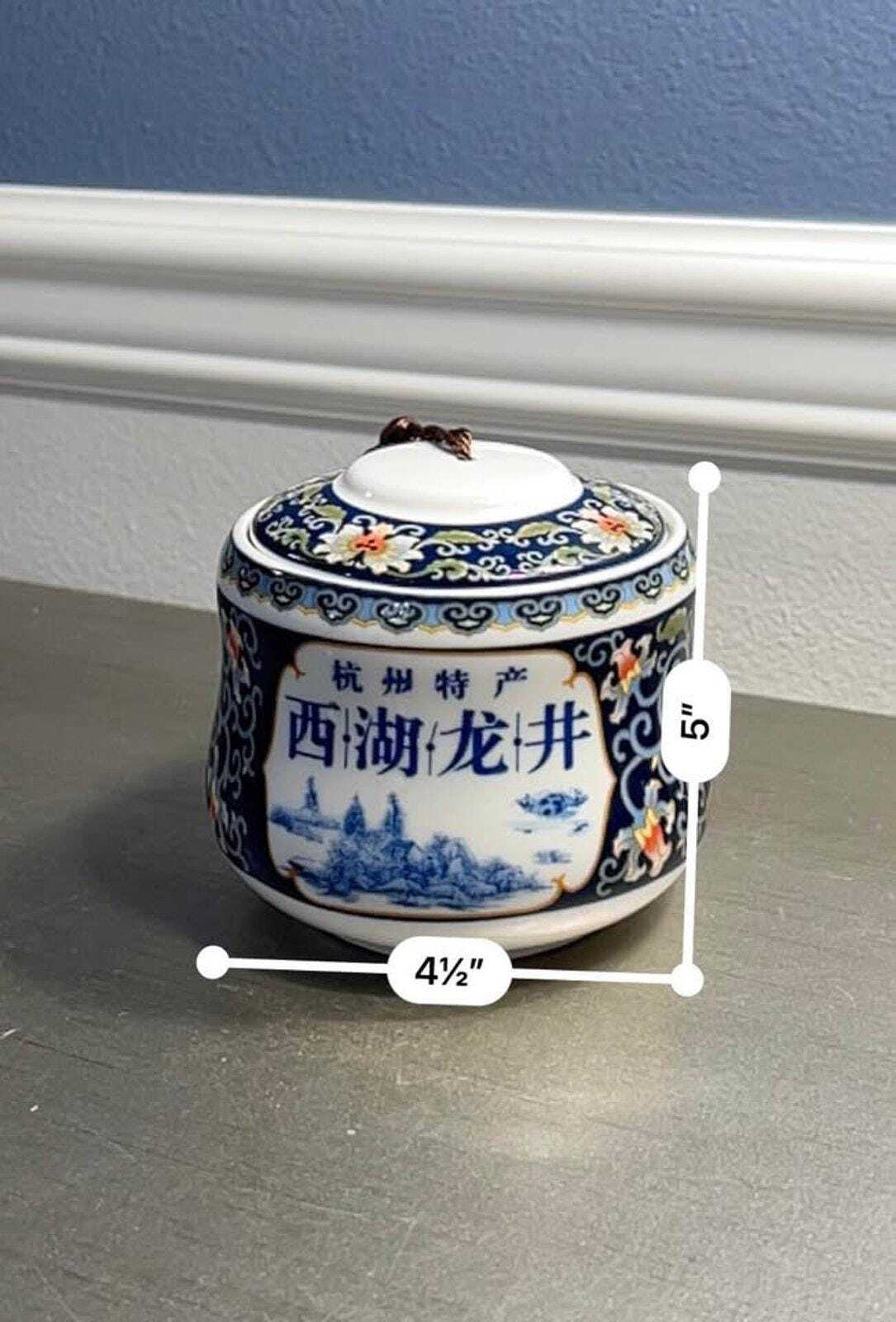West Lake Longjing Porcelain Tea Caddy