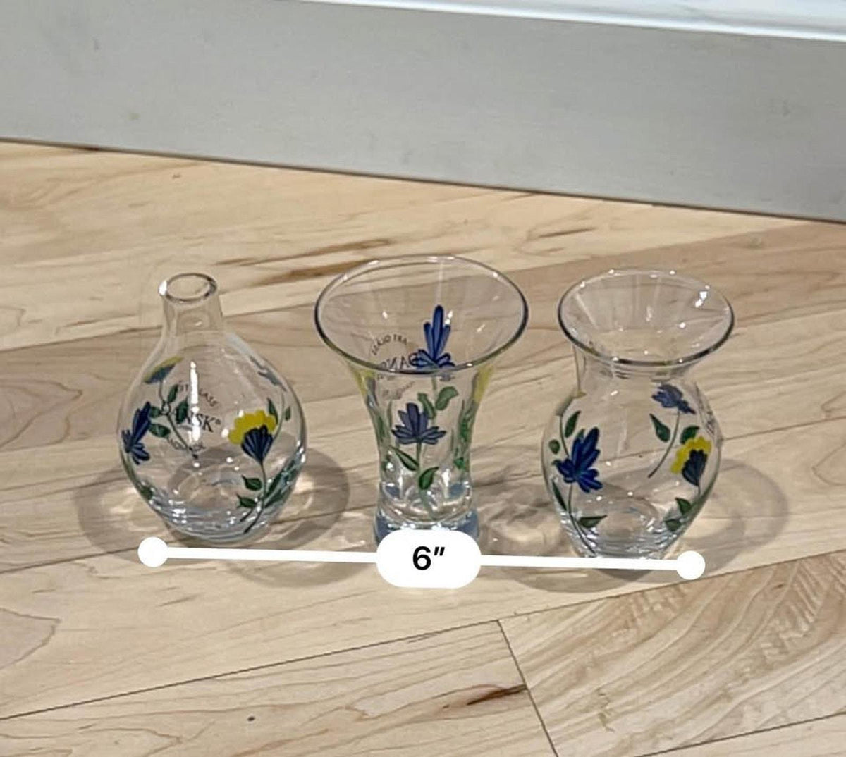 Dansk San Nicolo Mini Vases - Set of 3 Hand-Painted Art Glass