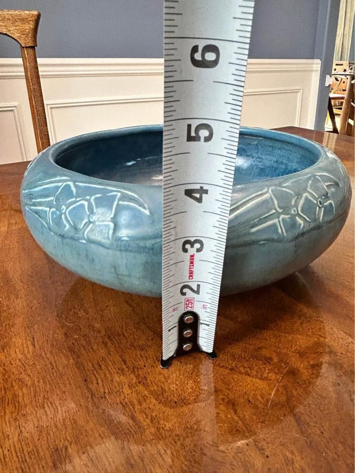 Antique 1927 Rookwood Pottery Matte Blue Relief Floral Bowl Shape 2149