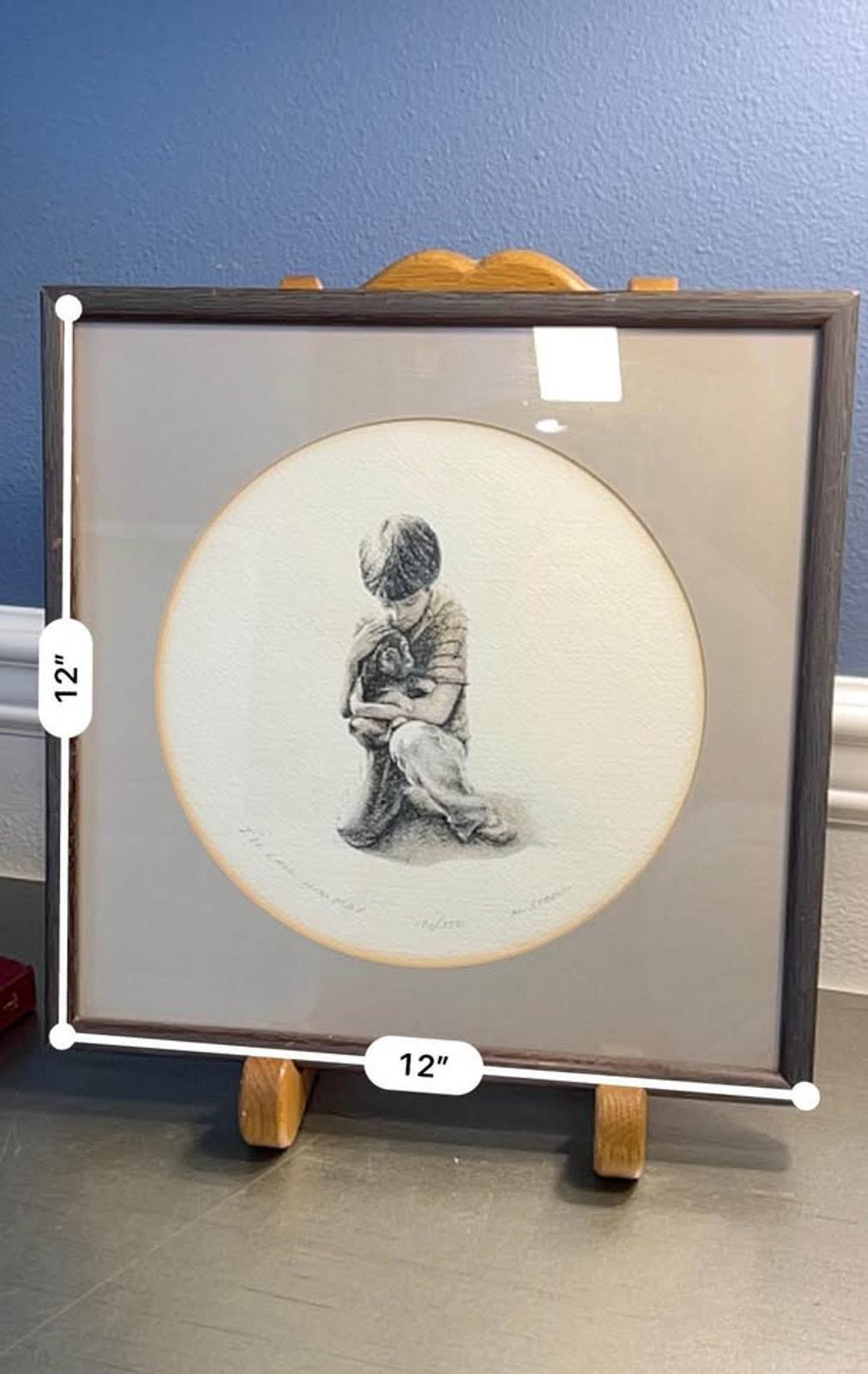 Marv Stahl Signed Limited Edition Print "I'll Call Him Max" Framed Stippling Art