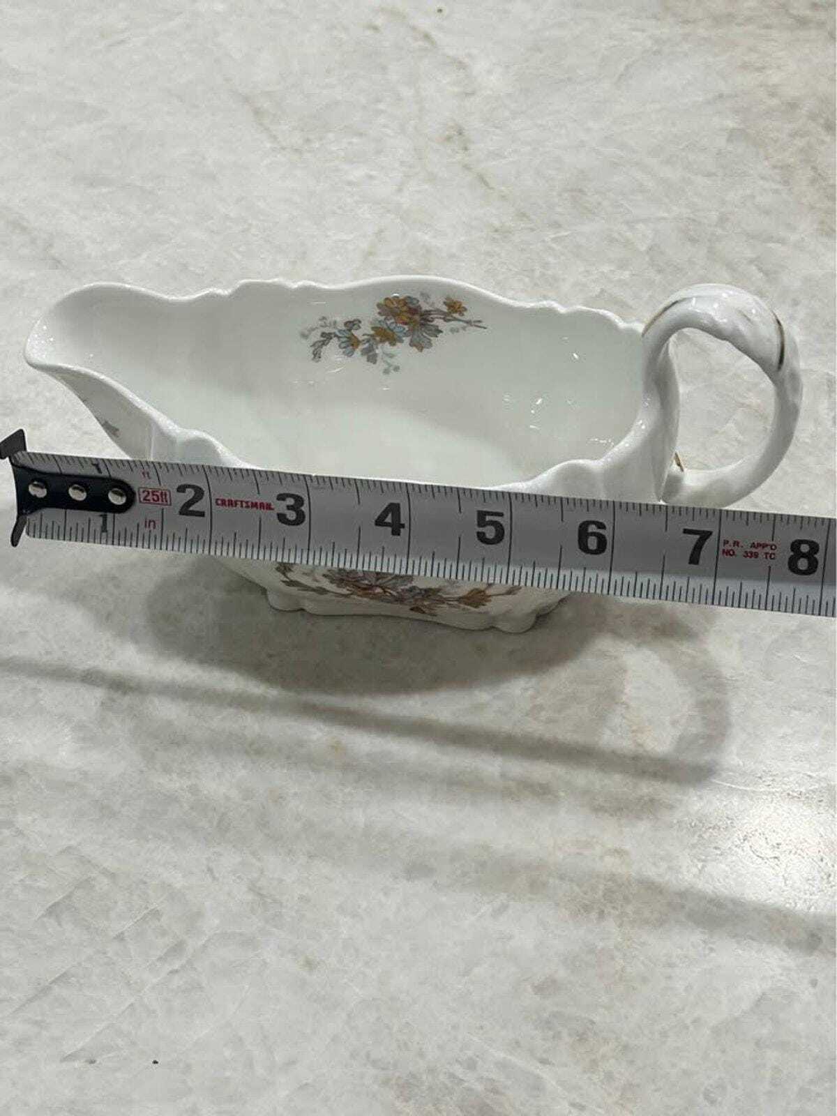 Antique A. Lanternier Limoges Porcelain Gravy Boat Floral Pattern