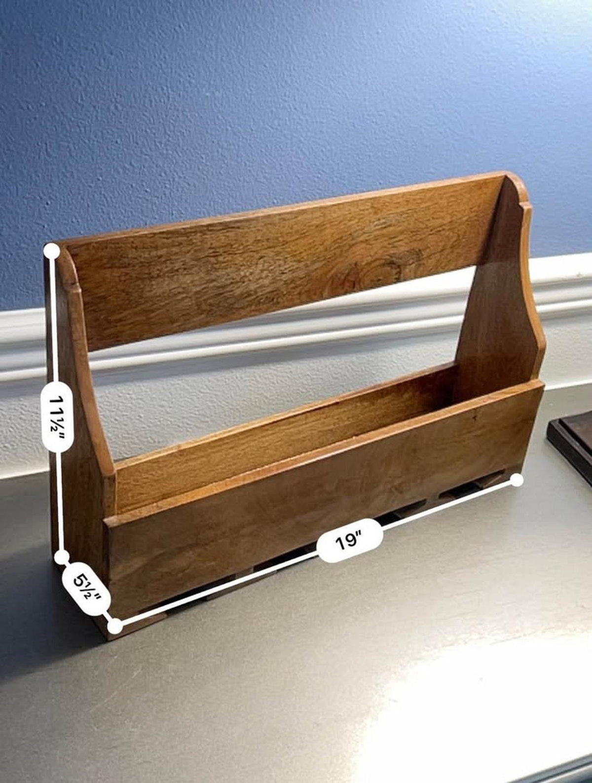 Handcrafted Mango Wood Wall-Mounted Wine Rack & Glass Holder