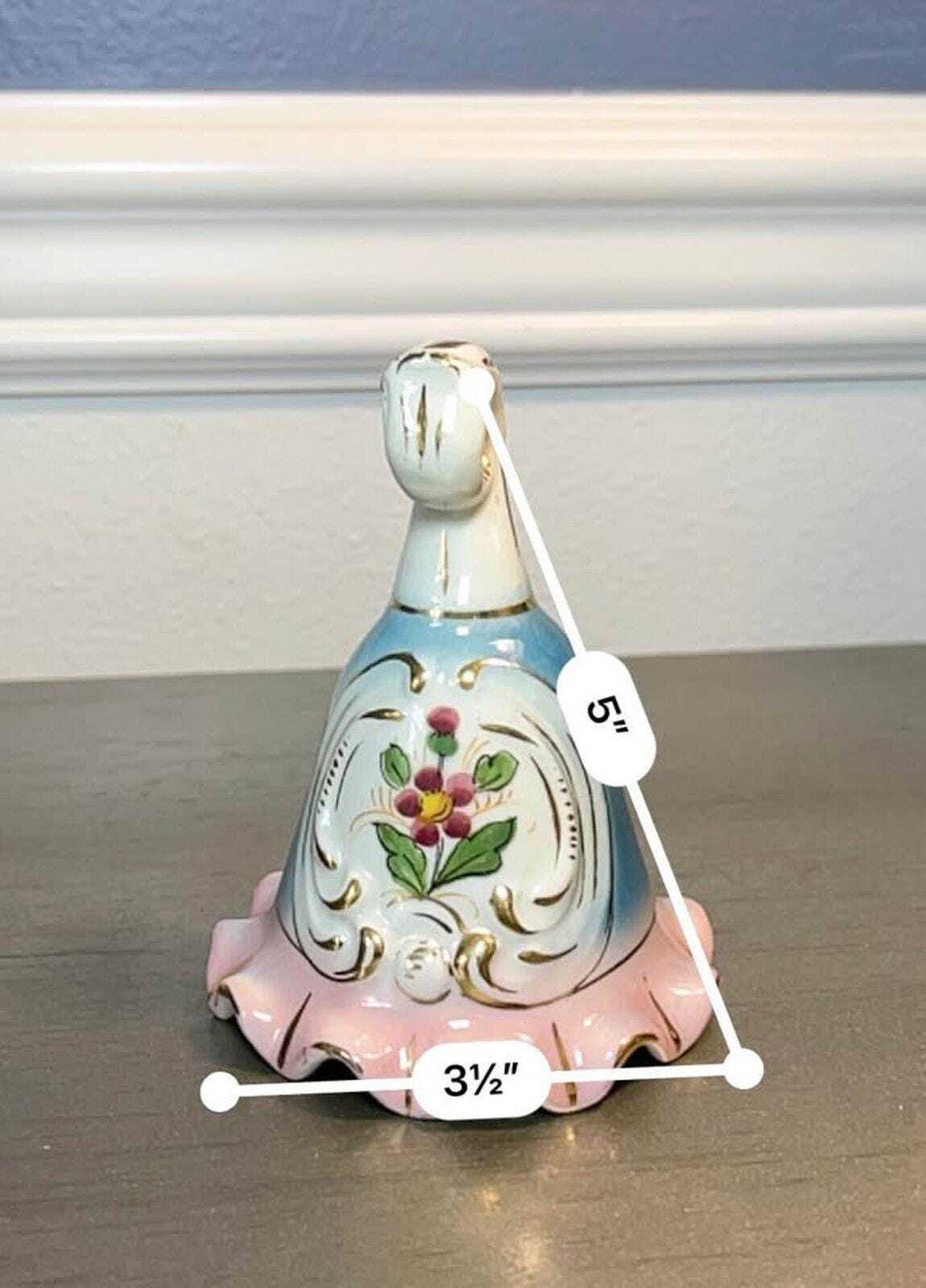Mid-Century Hand-Painted Italian Floral Ceramic Bell