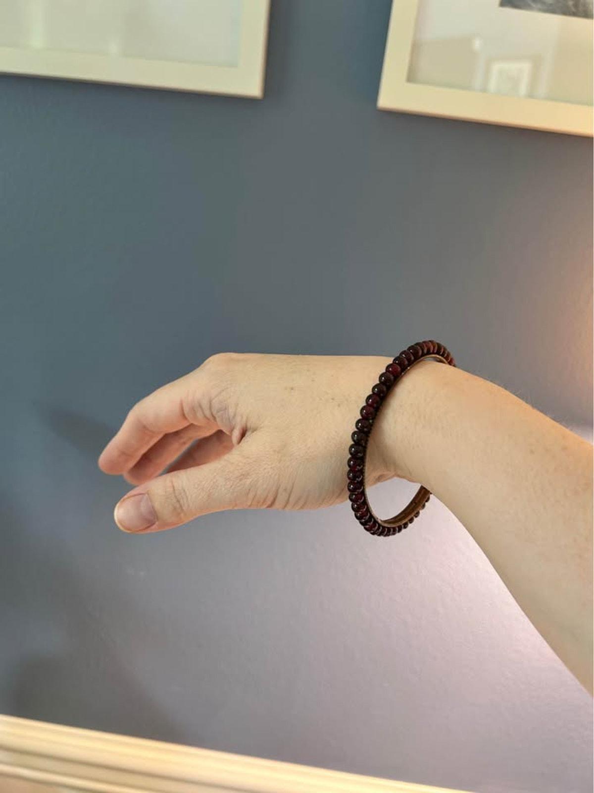 Victorian Bohemian Garnet Bangle in Gold-Washed Tombak
