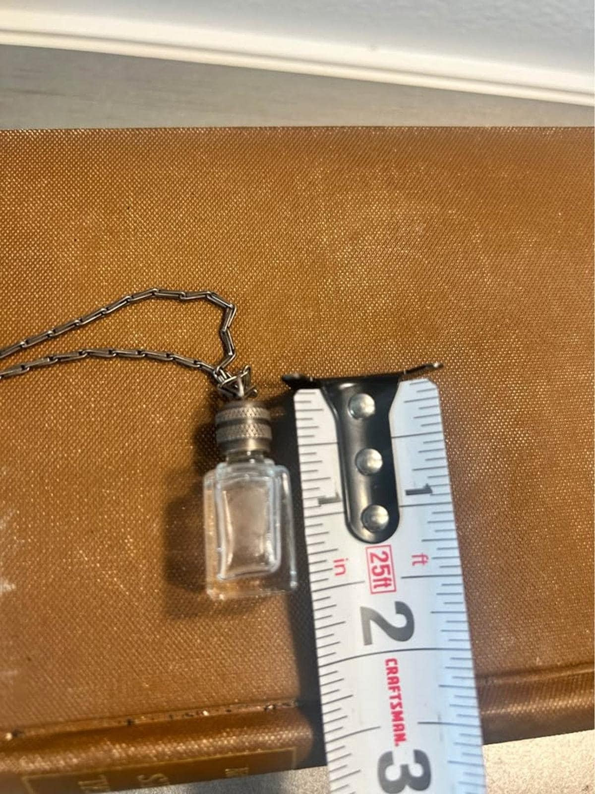 Vintage LVP France La Vie Parisienne Clear Glass Miniature Perfume Bottle Necklace