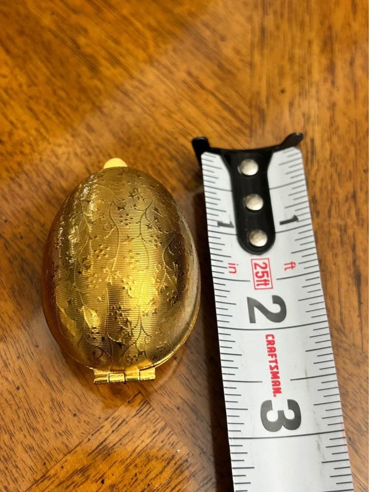 Vintage Engraved Brass Egg Sewing Kit Pocket Etui