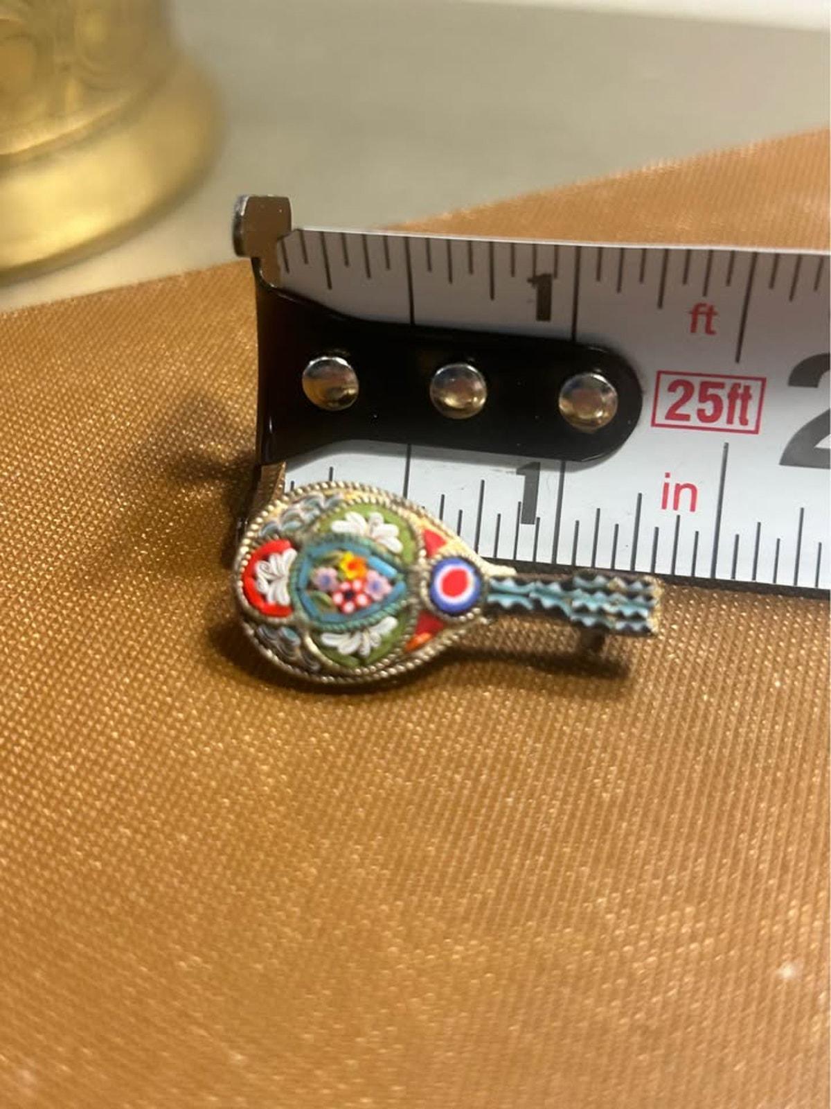 Vintage Italian Micro Mosaic Mandolin Brooch