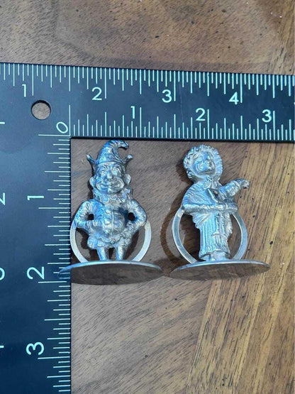 Antique Horace Woodward Sterling Silver Punch & Judy Menu Holders - Birmingham 1903