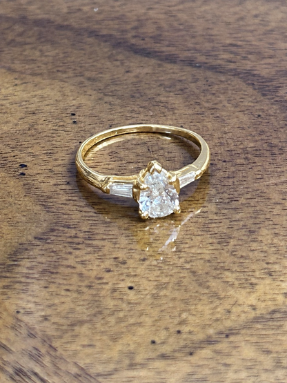 Vintage Pear-Shaped Natural Diamond Engagement Ring, Est. 1.14 CTW, Size 7.5, Full Appraisal
