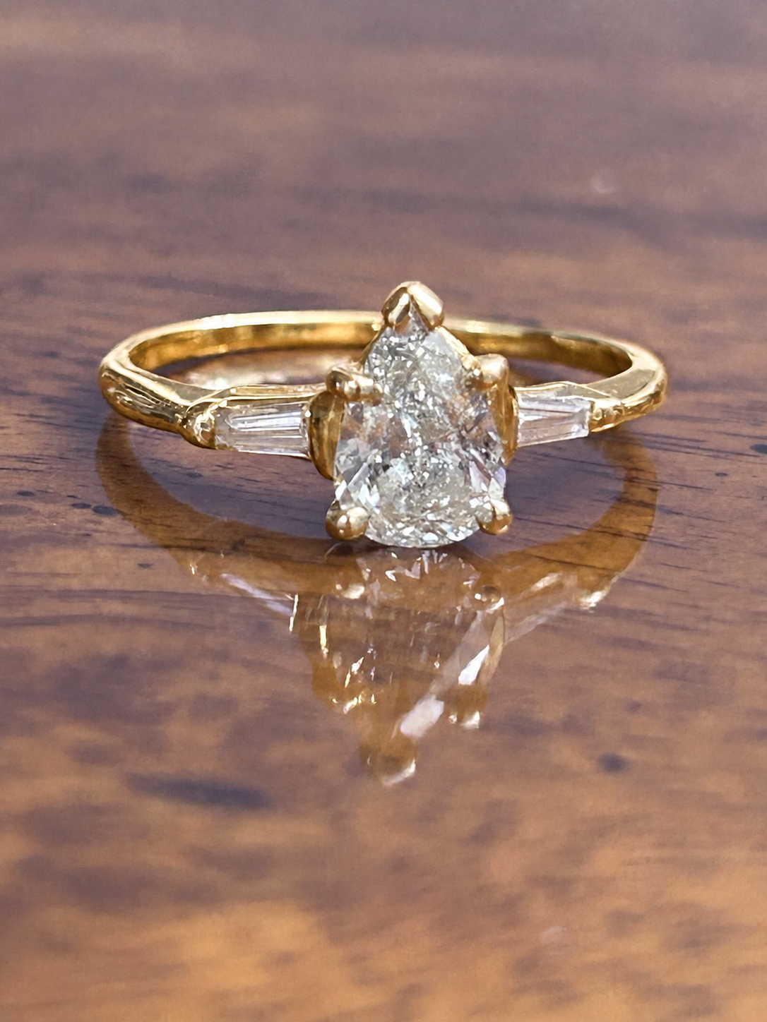 Vintage Pear-Shaped Natural Diamond Engagement Ring, Est. 1.14 CTW, Size 7.5, Full Appraisal