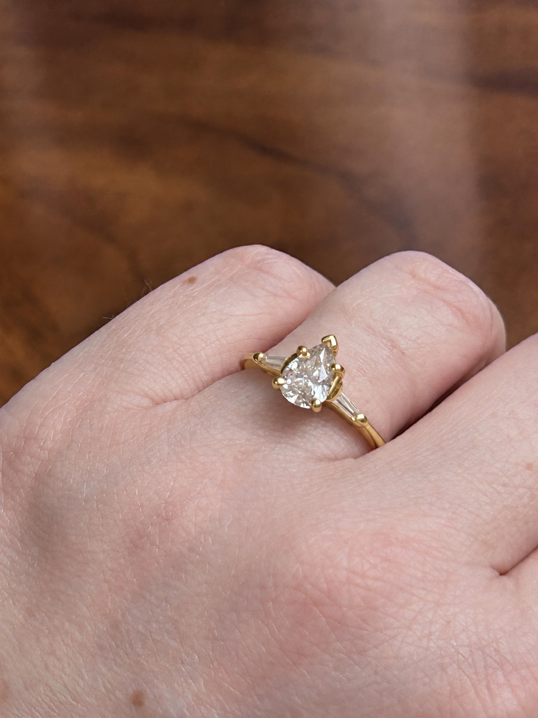 Vintage Pear-Shaped Natural Diamond Engagement Ring, Est. 1.14 CTW, Size 7.5, Full Appraisal