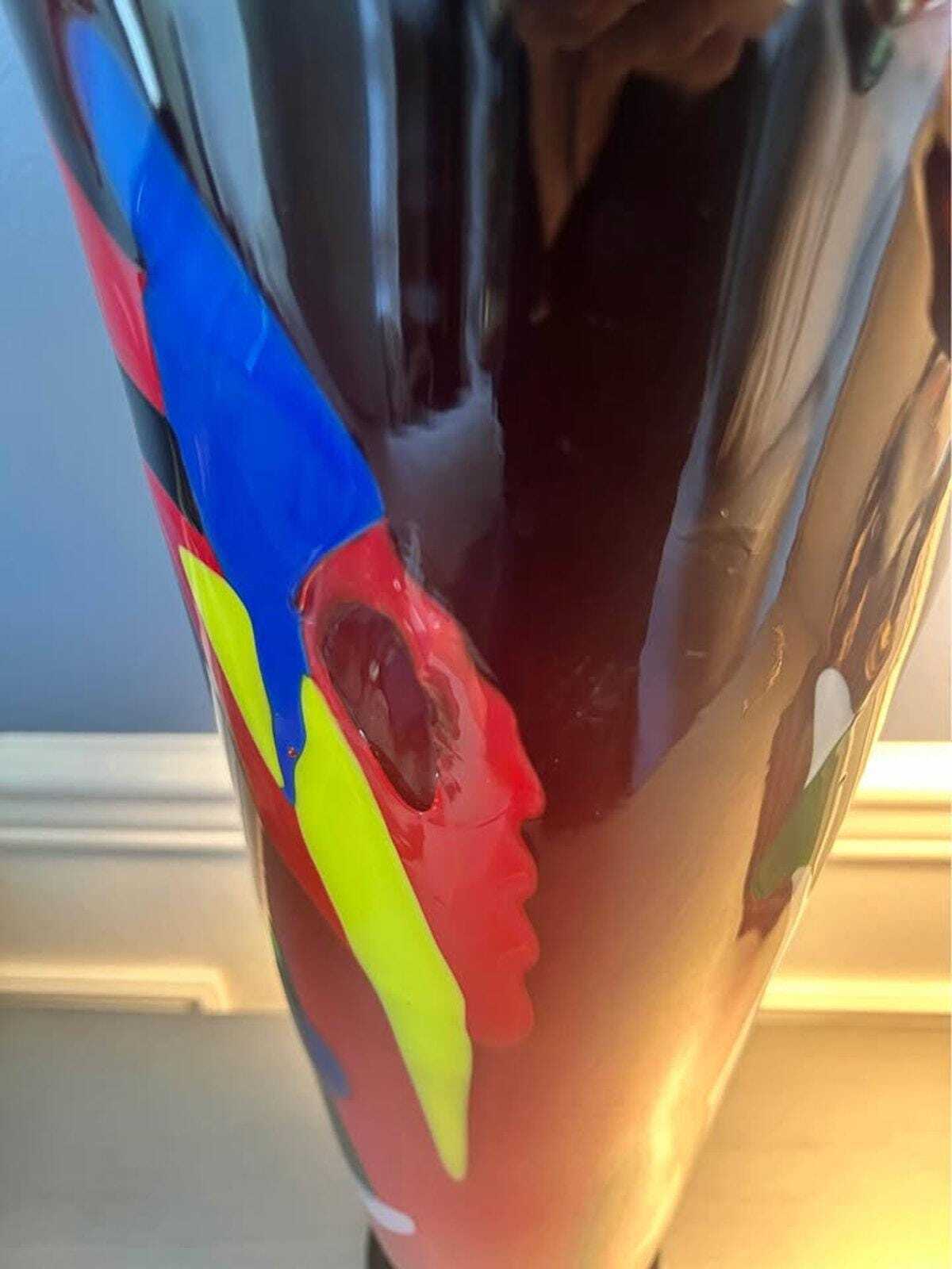 Vintage 2004 Dan and Joi LaChaussee Studio Art Glass Large Abstract Geometric Vase