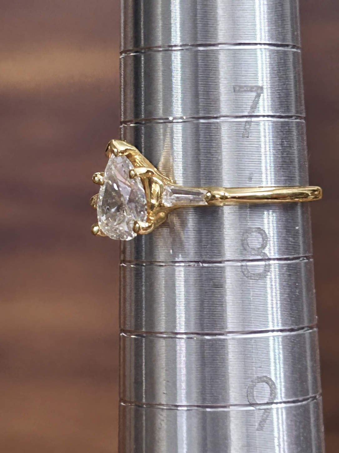 Vintage Pear-Shaped Natural Diamond Engagement Ring, Est. 1.14 CTW, Size 7.5, Full Appraisal