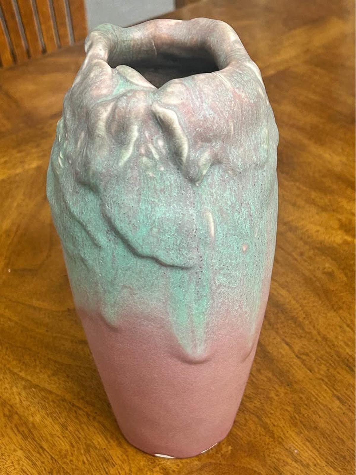 Antique 1907 Rookwood Pottery Matte Vellum Drip Glaze Vase Shape 1005