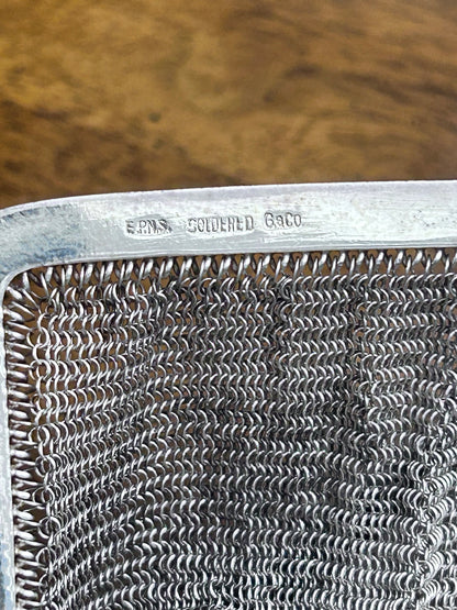 Antique Silver-Plated Mesh Purse with Blue Clasp, Marked G&Co