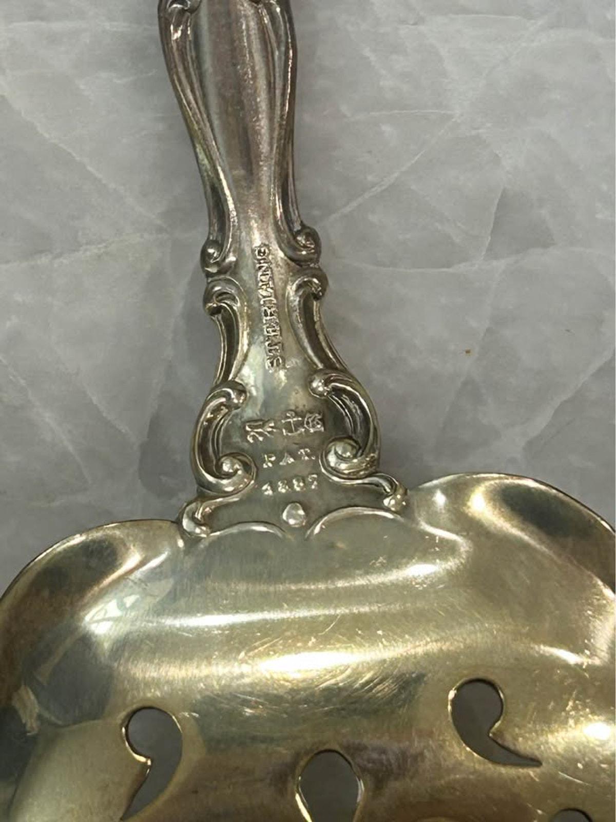 Antique Gorham Strasbourg Sterling Silver Vermeil Salad Serving Set