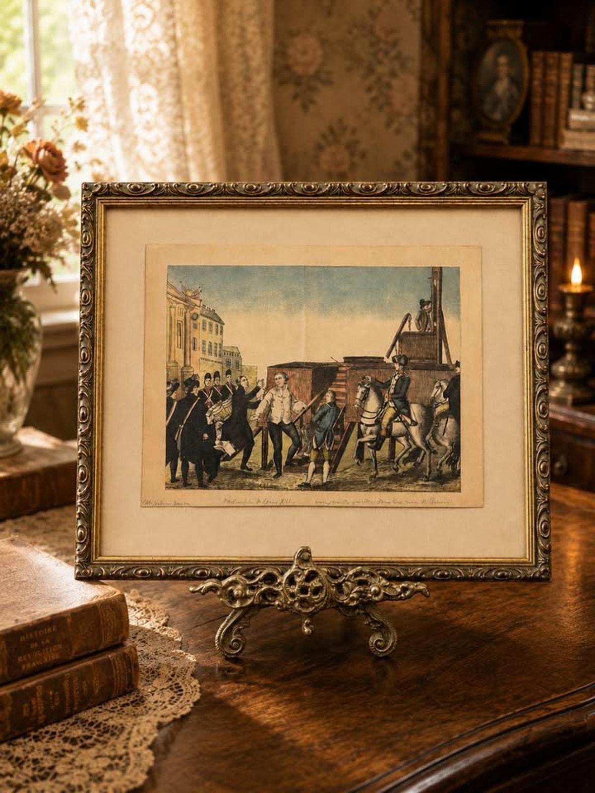 Antique French Revolution Print Exécution de Louis XVI from the Victorien Sardou Collection