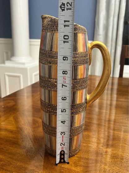 Vintage Aldo Londi for Bitossi Seta Pitcher Mid Century Modern Italian Gilt Ceramic Jug