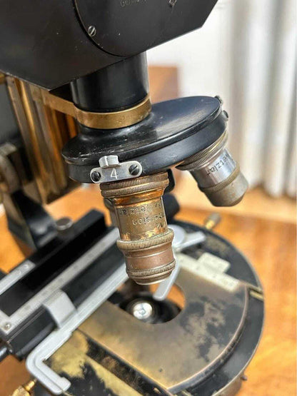 Antique Ernst Leitz Wetzlar Binocular Microscope with Zeiss Stage