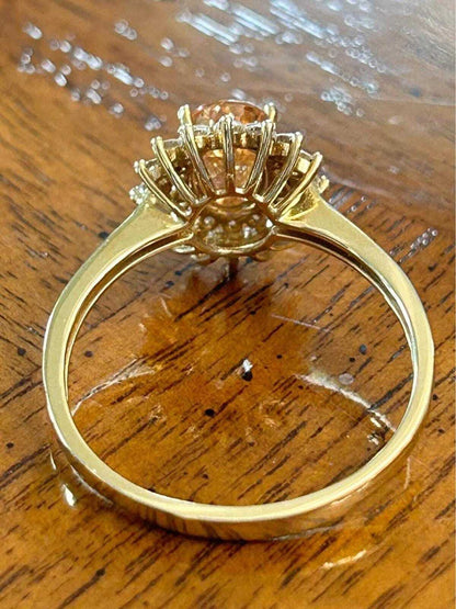 Vintage 14K Gold Golden Topaz Diamond Sunburst Ring – Estate Cocktail Jewelry
