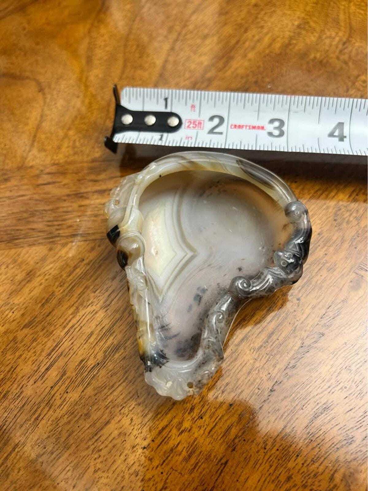 Antique Chinese Carved Banded Agate Brush Washer