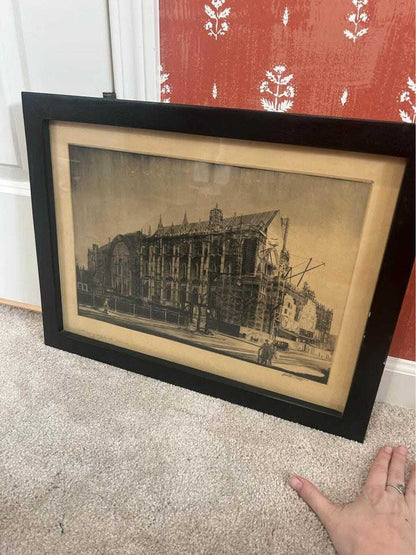 Walter Tittle Drypoint Etching: Cathedral of St. John the Divine NYC c. 1924 Signed Print