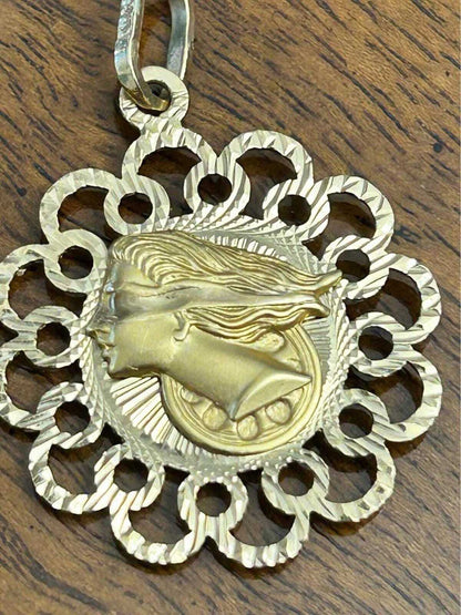 Vintage 14K Solid Gold Reversible Queen Nefertiti & Lady Justice Medallion Pendant