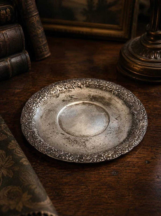 Antique Tiffany & Co. Sterling Silver Repoussé Daisy Plate Pattern 8174
