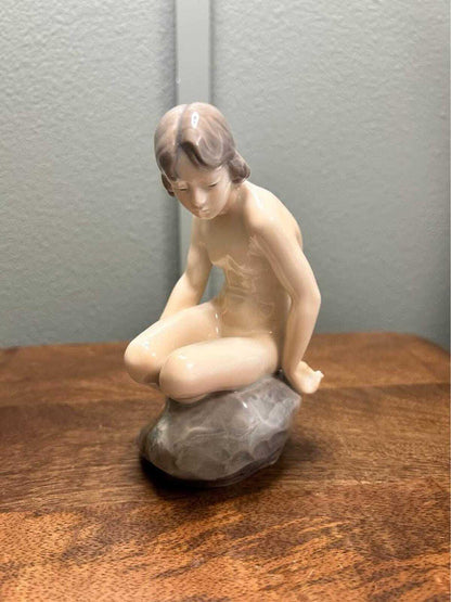 Royal Copenhagen "Seated Nude on Rock" Porcelain Figurine #4027