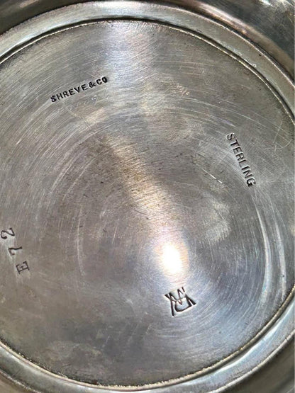 Antique Shreve & Co. Sterling Silver Pierced Plate, 10-Inch Floral Tray with Monogram