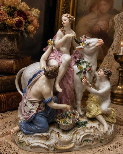 Antique Meissen Porcelain Europa and the Bull Figural Group 2697