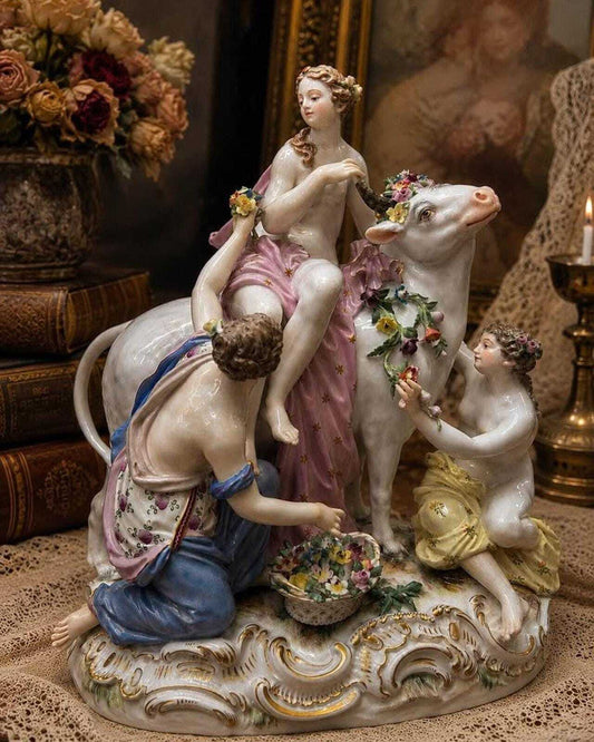 Antique Meissen Porcelain Europa and the Bull Figural Group 2697
