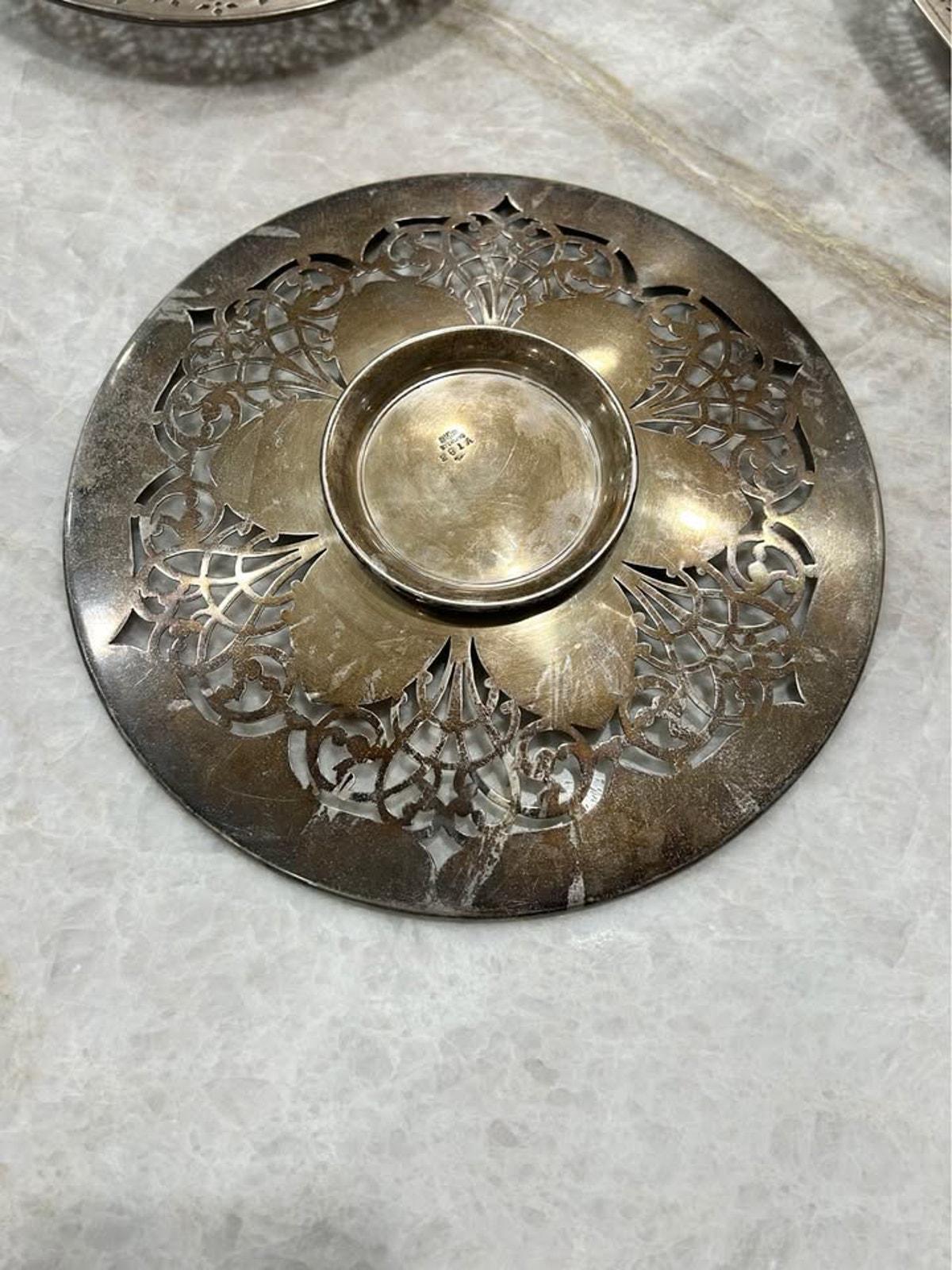 Antique 1911 Gorham Sterling Silver Reticulated Sandwich Plate | Pattern 281A