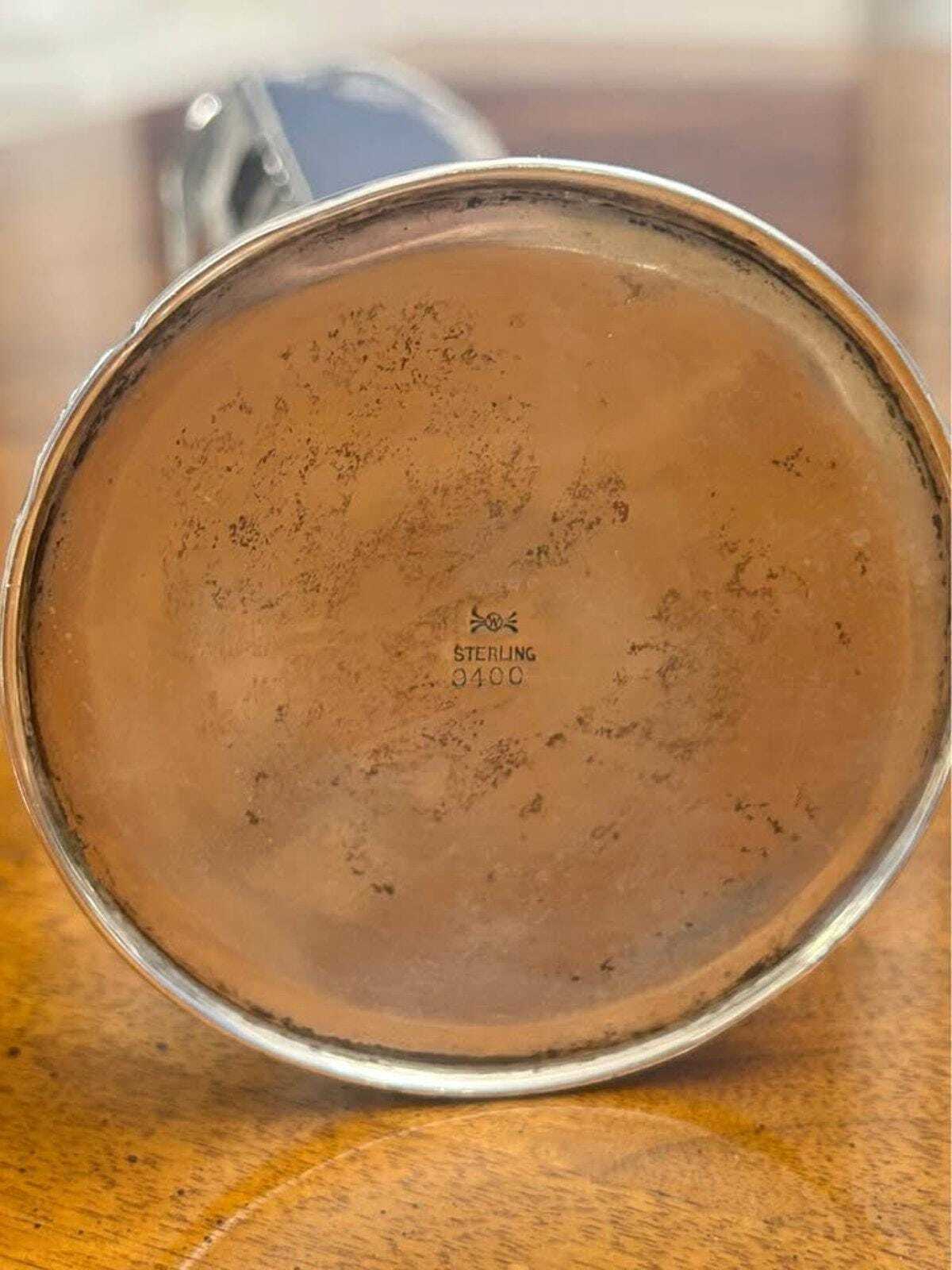 Antique Watson Company Hammered Sterling Silver Paneled Vase Pierced Rim 10"