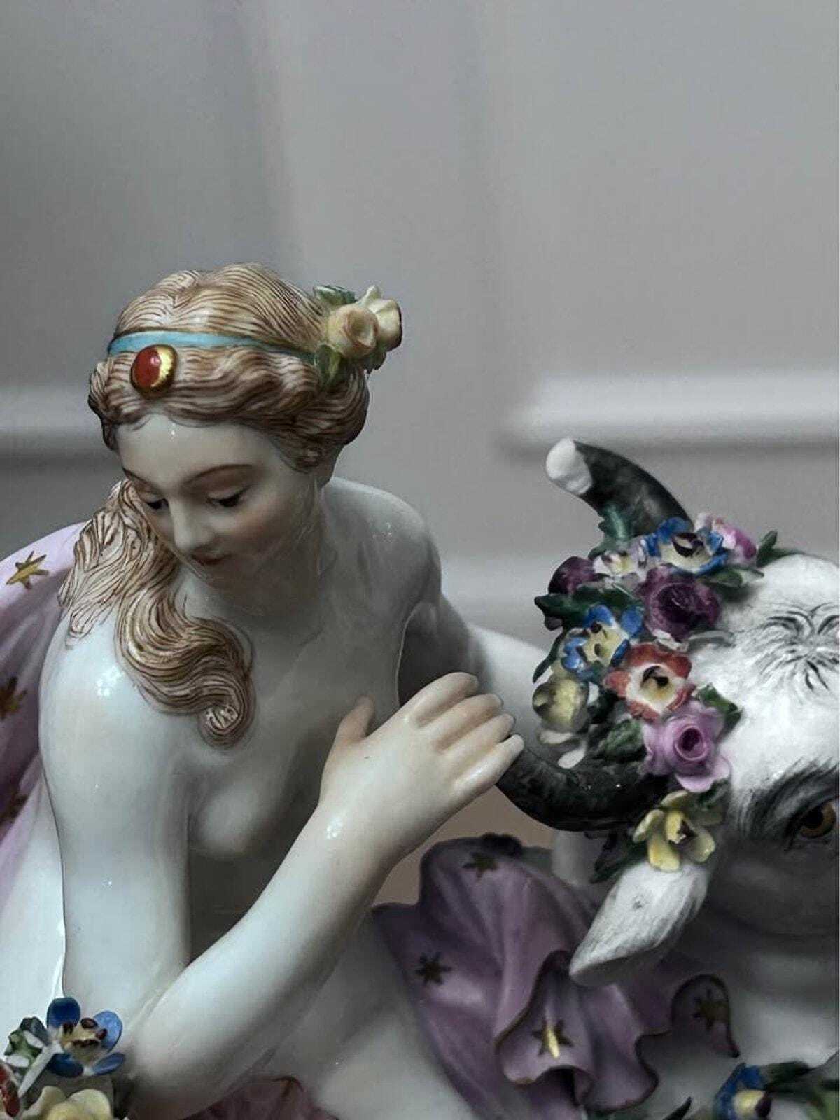 Antique Meissen Porcelain Europa and the Bull Figural Group 2697