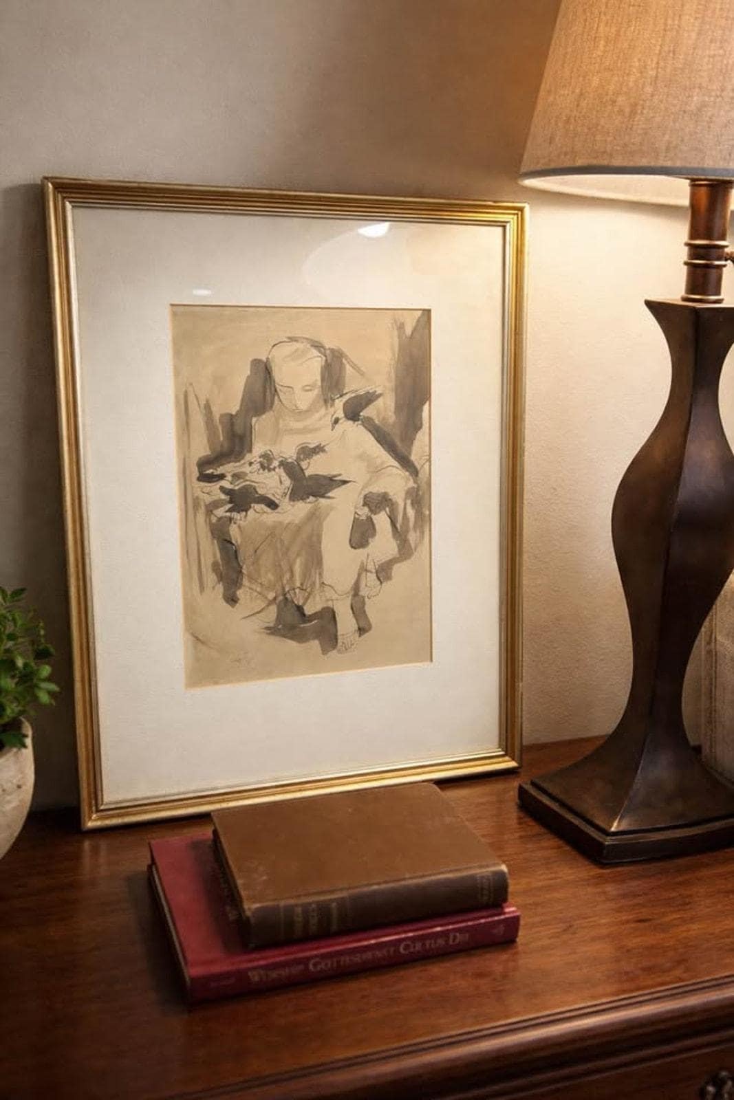 Joseph Capozio Original Ink Wash Drawing - Maxwell Galleries San Francisco 1965