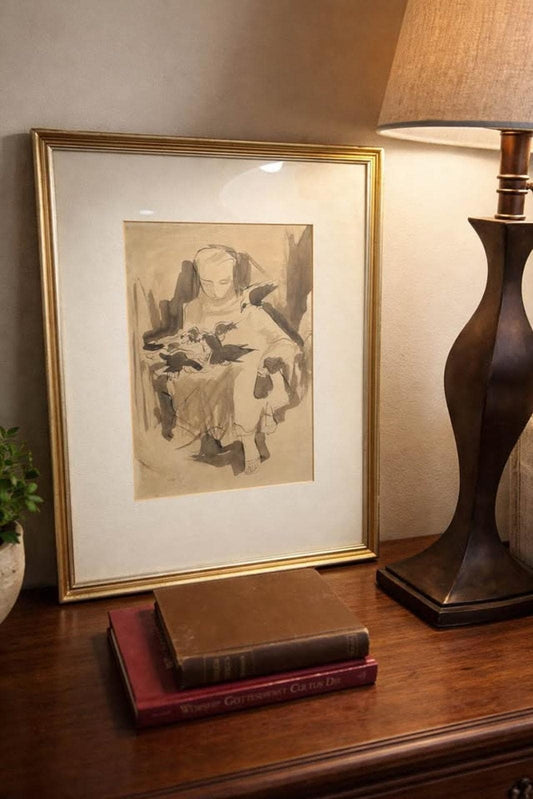 Joseph Capozio Original Ink Wash Drawing - Maxwell Galleries San Francisco 1965