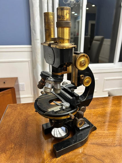Antique Ernst Leitz Wetzlar Binocular Microscope with Zeiss Stage