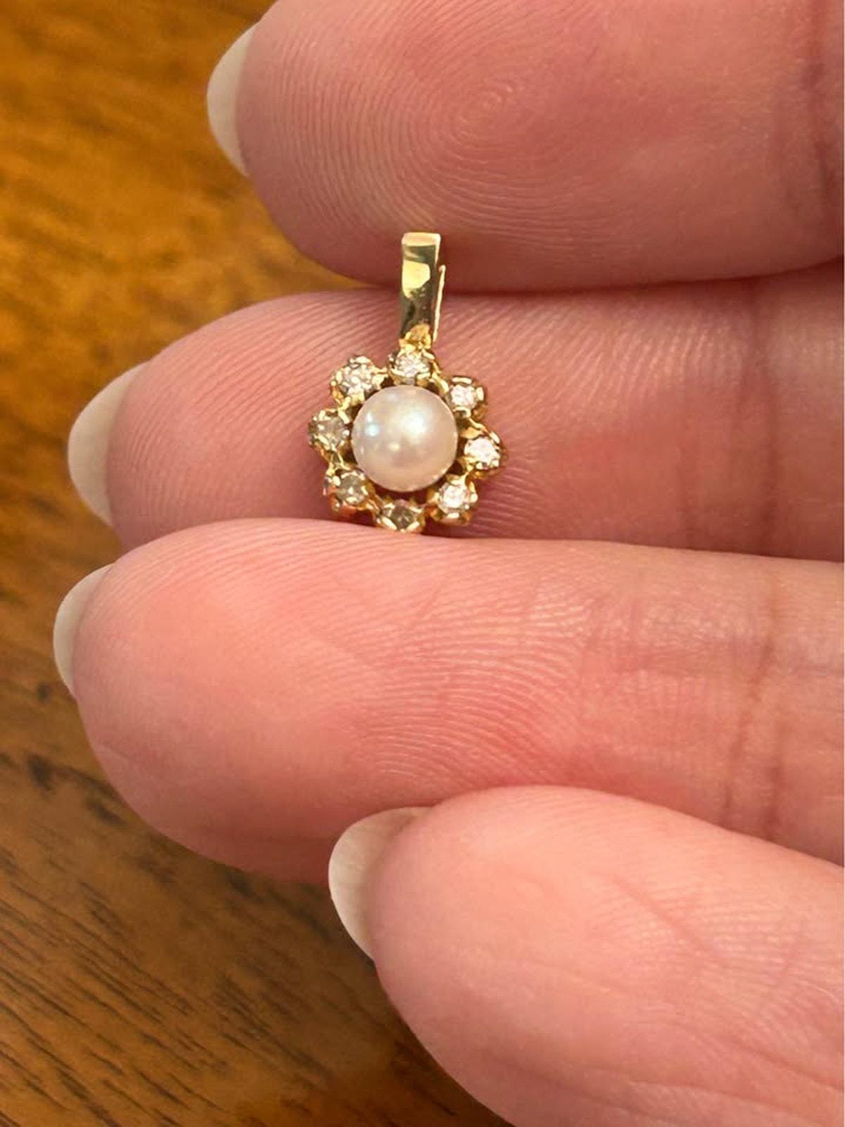 Vintage 14K Gold Pearl and Diamond Jewelry Set