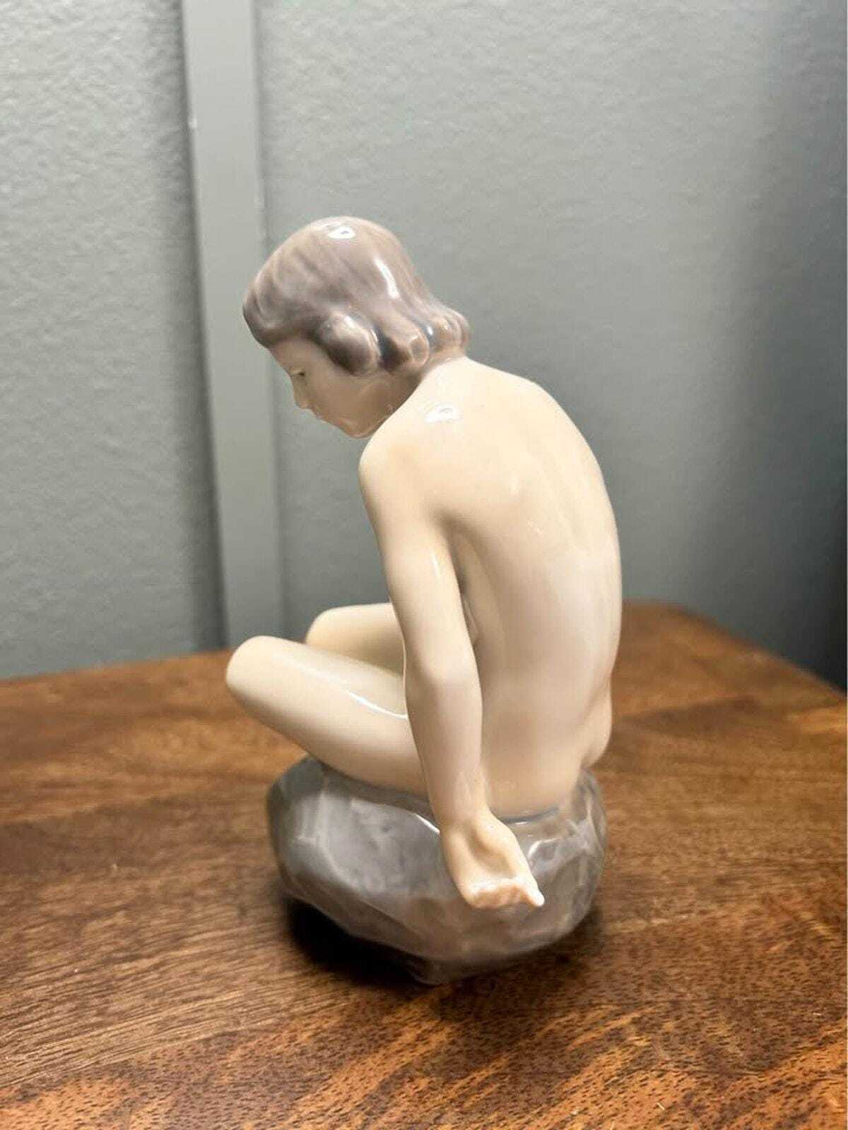 Royal Copenhagen "Seated Nude on Rock" Porcelain Figurine #4027