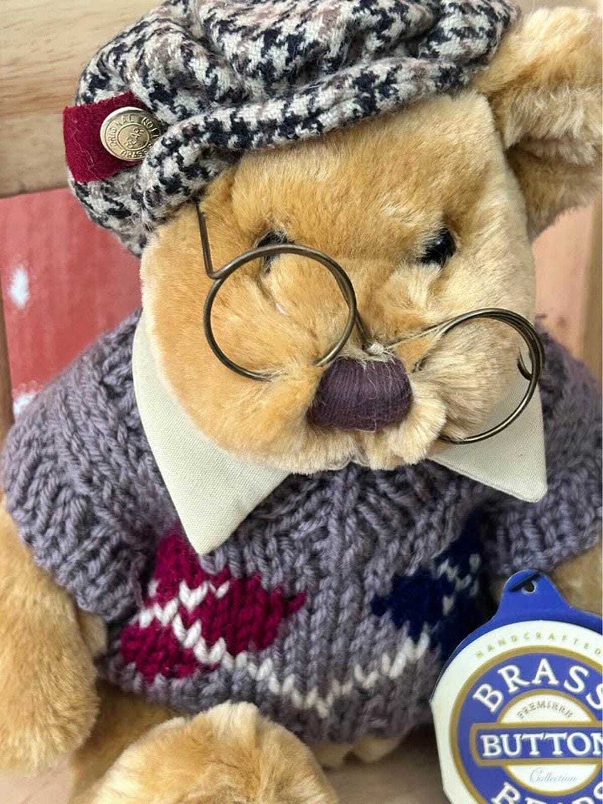 Vintage Pickford Bears Sherwood Brass Button Teddy Bear, Fully Jointed, 10.5 Inch