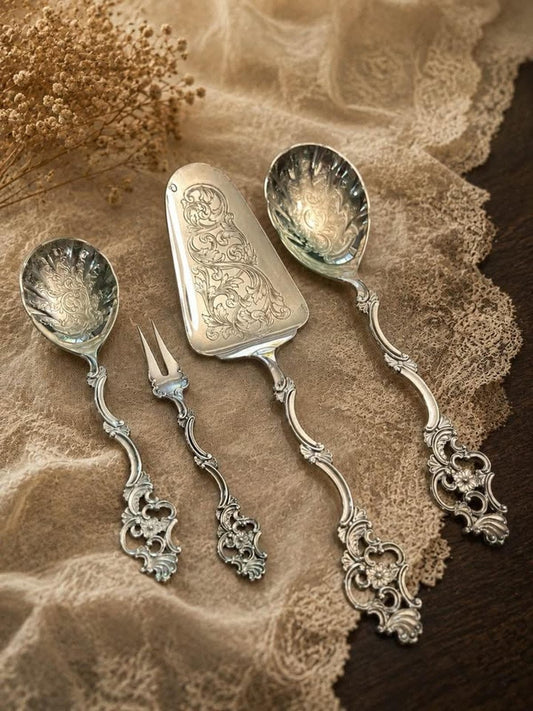 Vintage Thorvald Marthinsen Valdres 830S Silver 4-Piece Serving Set Norway