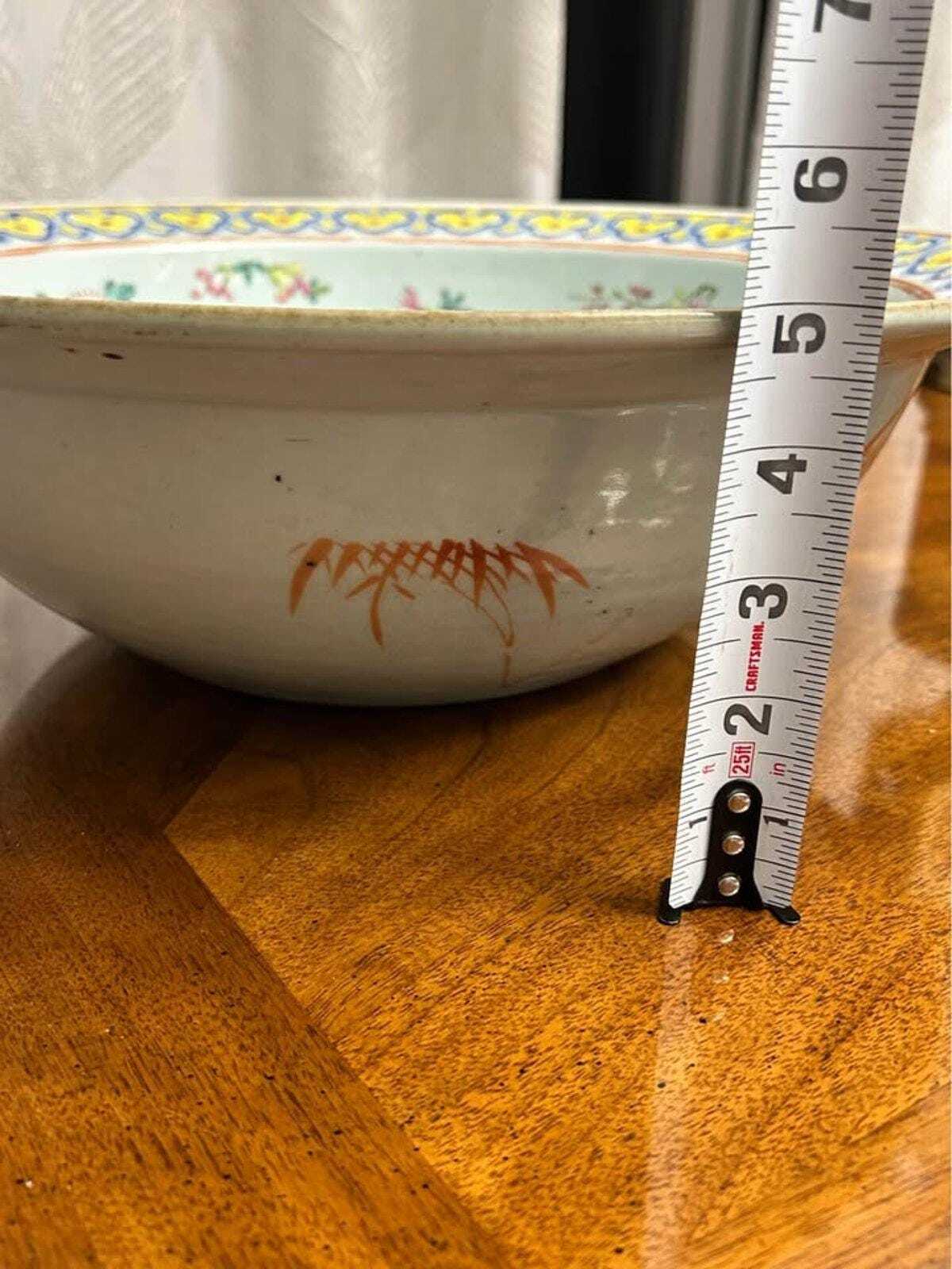 Antique 19th Century Chinese Export Famille Rose Porcelain Wash Basin 16 Inch