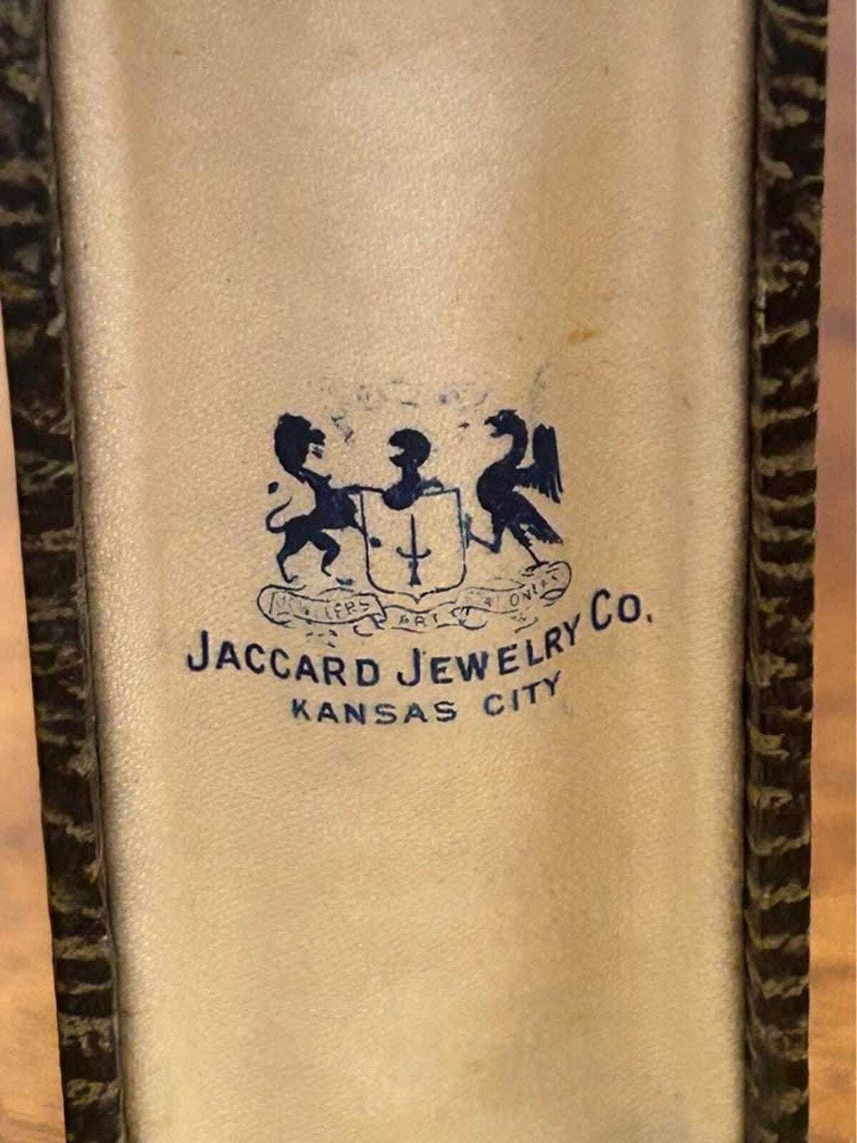 Antique Jaccard Jewelry Co 14k Gold Amethyst & Pearl Stick Pin in Box